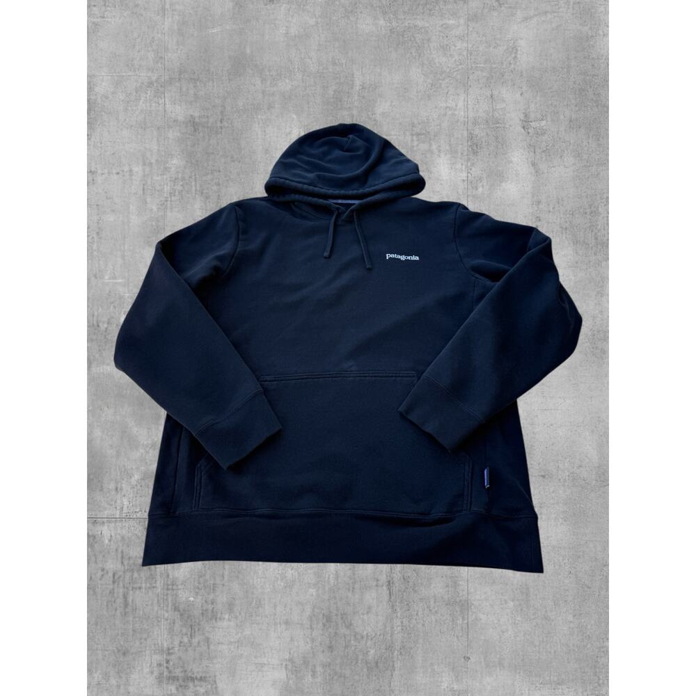 Patagonia P-6 Label Uprisal Hoody Black Faded Pullover Hoodie Sweatshirt MD